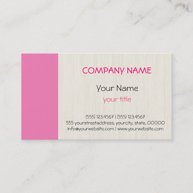 Plain Pink Professional Elegant Modern Business Card (Front)