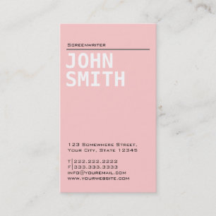 Plain Pink Screenwriter Business Card