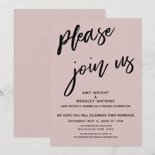 Plain Please Join Us Wedding Reception Dusty Rose Invitation
