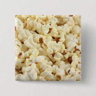 Plain popcorn close up. 15 cm square badge