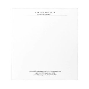 Plain Professional Black & White Minimalist Notepad