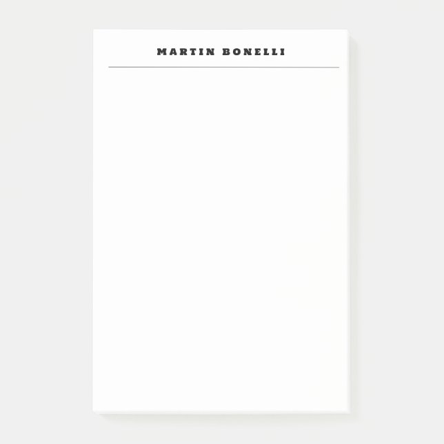 Plain Professional Black & White Minimalist Post-it Notes (Front)