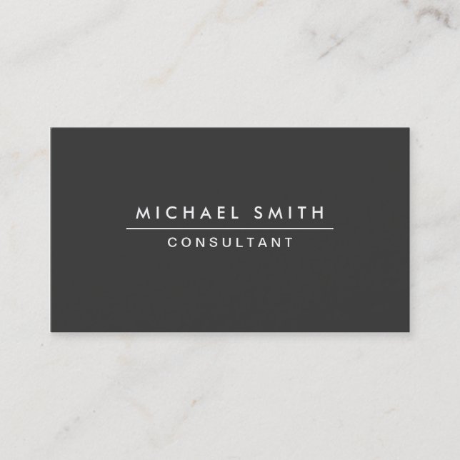 Plain Professional Elegant Black Modern Simple Business Card (Front)