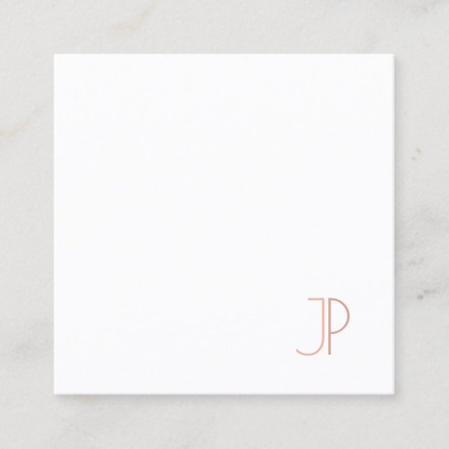 Plain Professional Elegant Modern Design Monogram Square Business Card (Front)