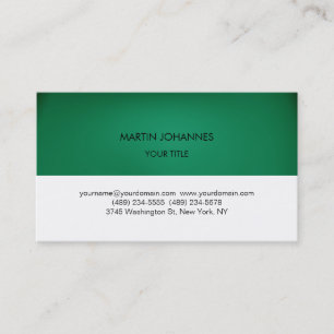 Plain Professional Green White Business Card