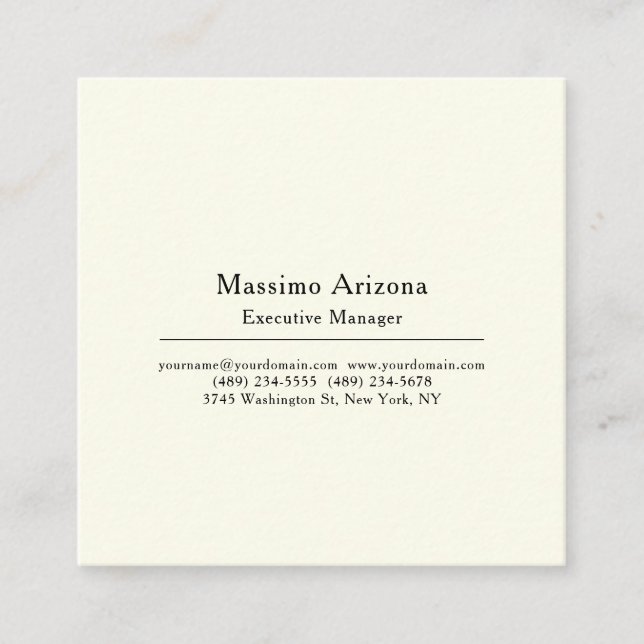 Plain Professional Modern Minimailst Square Business Card (Front)