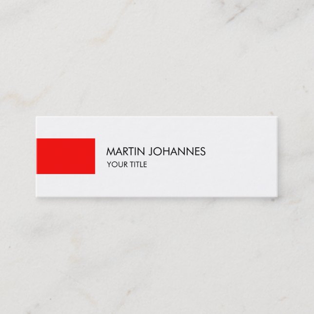 Plain Professional Red White Slim Business Card (Front)