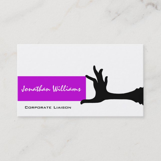 Plain Purple Hand Modern Professionl Business Card (Front)