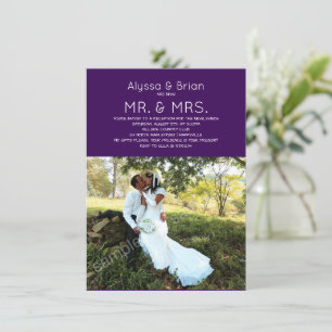 Plain Purple Photo Wedding Announcement
