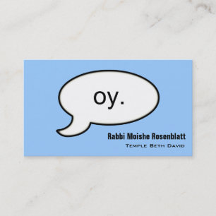 Plain Rabbi "Oy" Cloud Professional Business Card