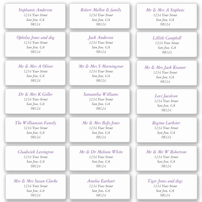 Plain Recipient Address Labels (Front)