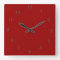 Plain Red Clock>Square Clocks with Numbers