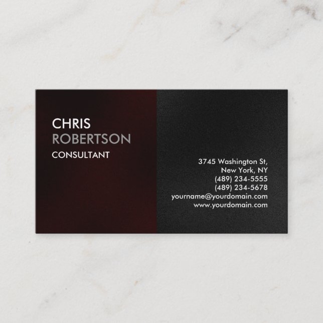 Plain Red Grey Attractive Charm Business Card (Front)