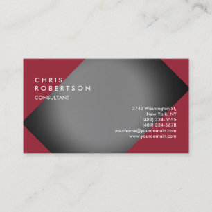 Plain Red Grey Modern Creative Business Card