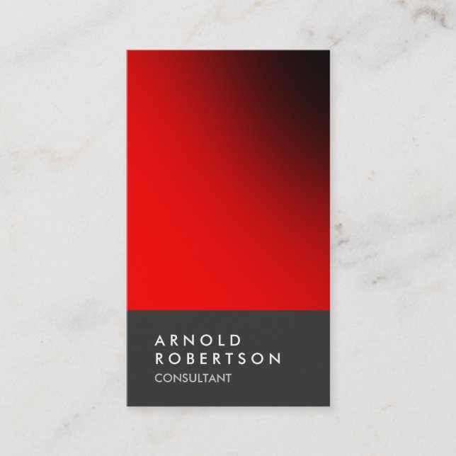 Plain Red Grey Trendy Consultant Business Card (Front)