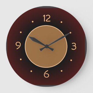 Plain RedBrown with Tan Center  Kitchen Clock