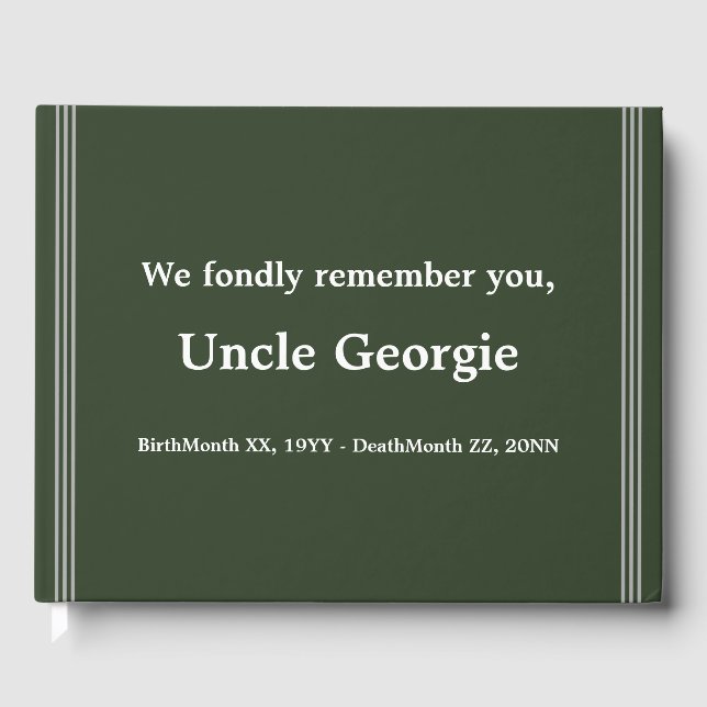 Plain, Respectable Sympathies Guestbook (Front)
