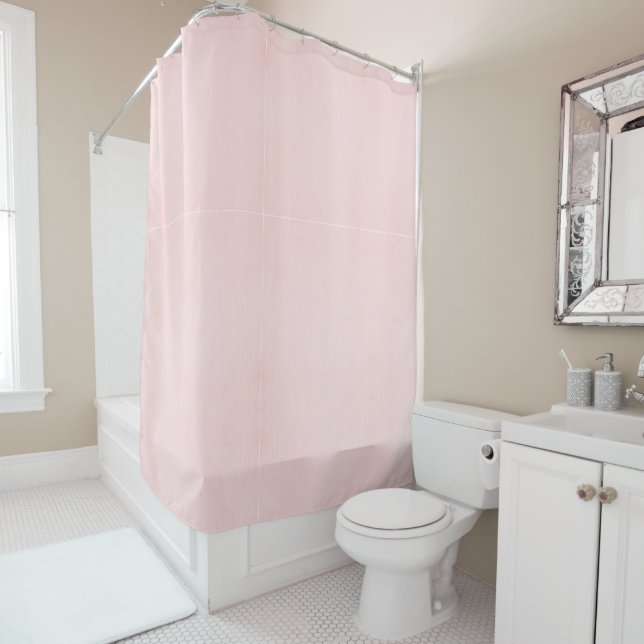 Plain rose quartz colour with subtle uneven textur shower curtain (In Situ)