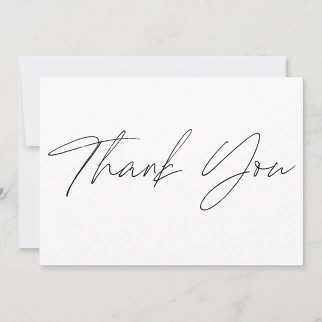 Plain Script Wedding Thank You Cards White (Front)