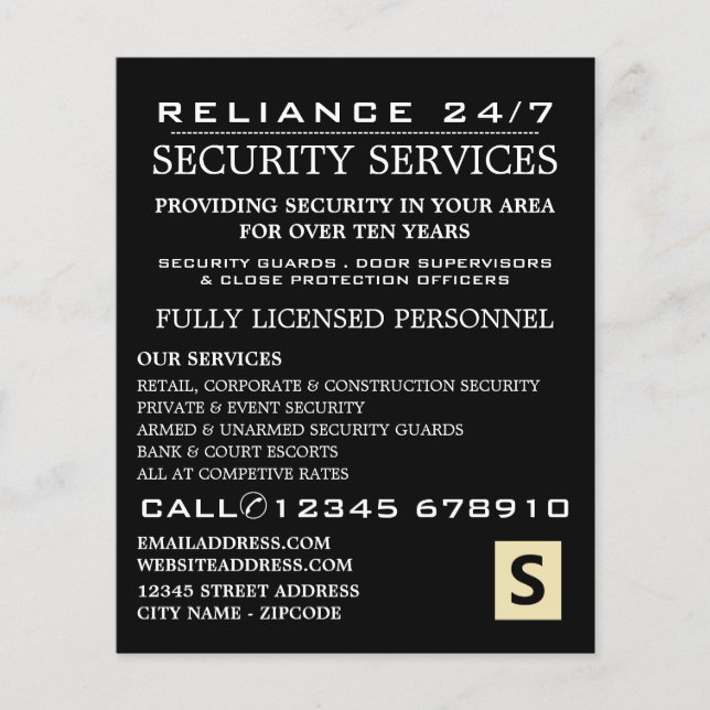 Plain Security Service Personnel Advert Flyer (Front)
