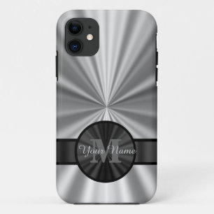 Plain silver personalised monogram iPhone 11 case