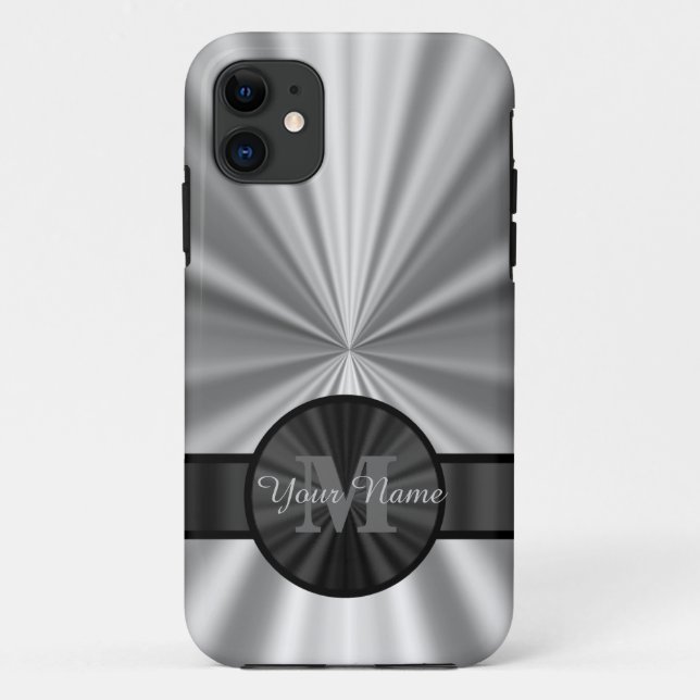 Plain silver personalised monogram Case-Mate iPhone case (Back)