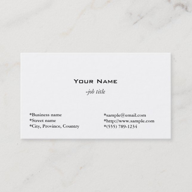 plain, simple and cool  white profile card (Front)