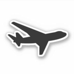 Plain Simple Black Aeroplane Silhouette Outline
