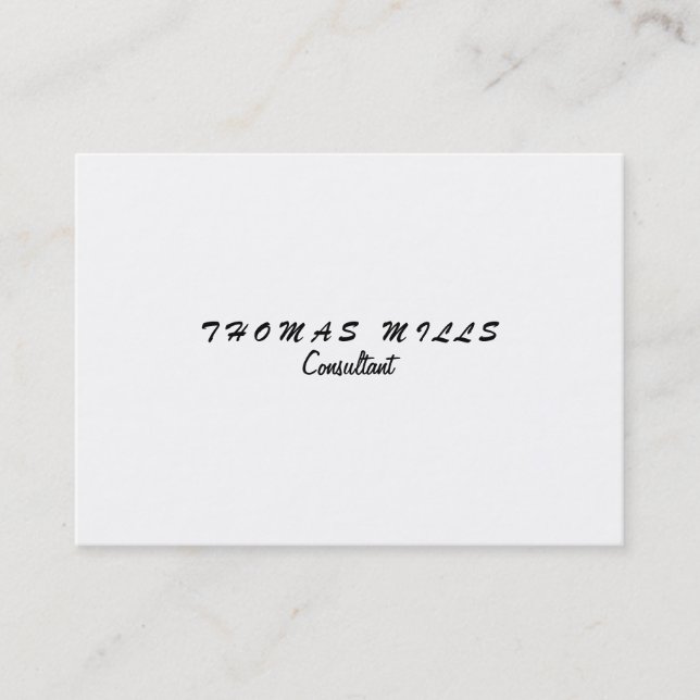 Plain Simple Black White Handwriting Minimalist Business Card (Front)