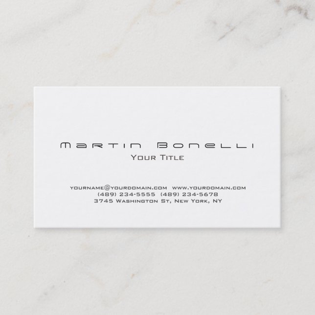 Plain Simple Black & White Trendy Business Card (Front)