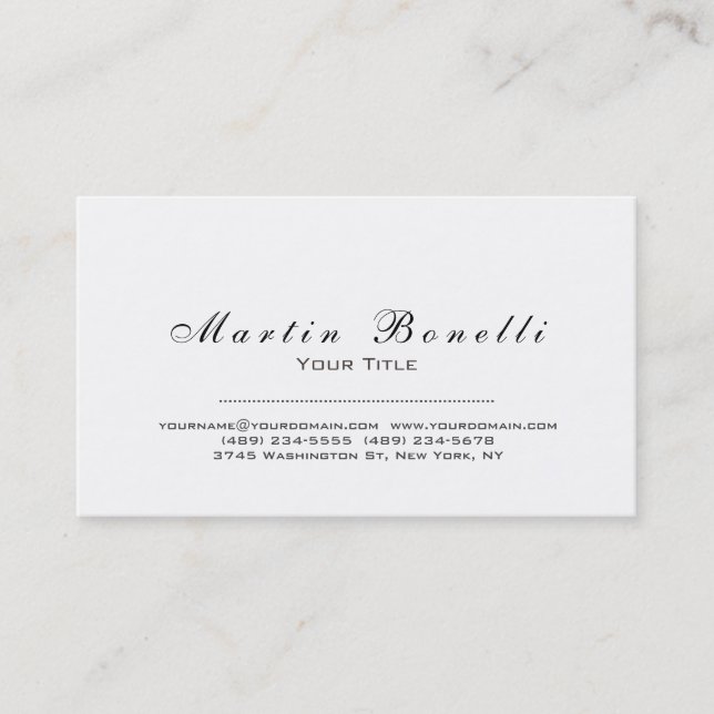 Plain Simple Black & White Trendy Business Card (Front)