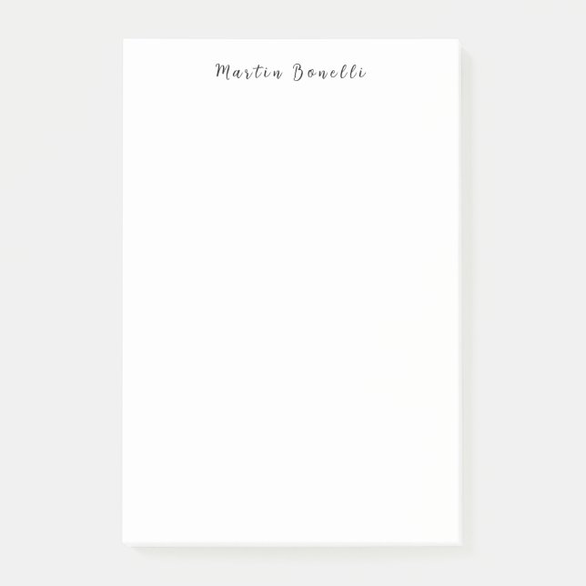 Plain Simple Black White Trendy Calligraphy Script Post-it Notes (Front)