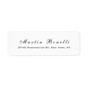 Plain Simple Black White Trendy Calligraphy Script Return Address Label
