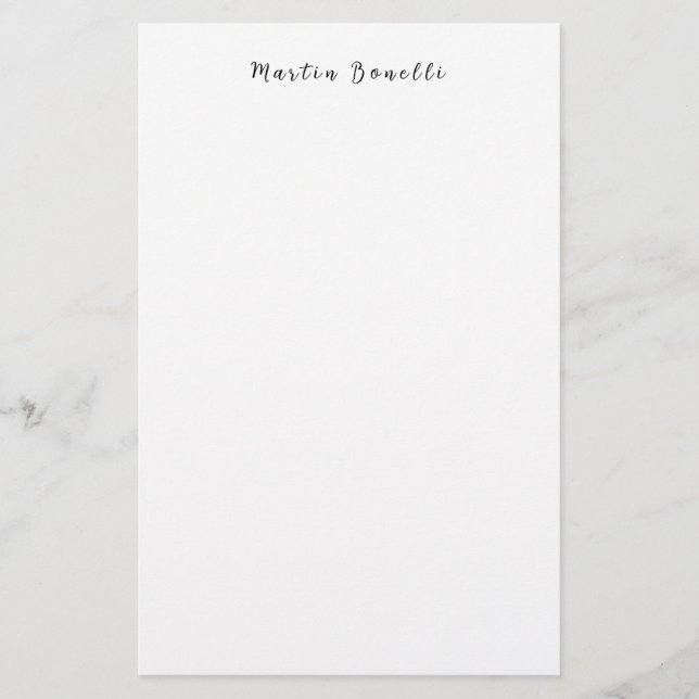 Plain Simple Black White Trendy Calligraphy Script Stationery (Front)