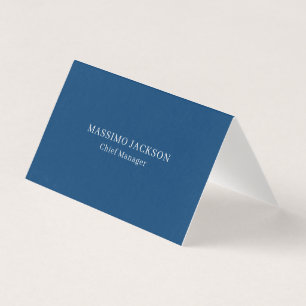 Plain Simple Blue Trendy Minimalist Professional Business Card