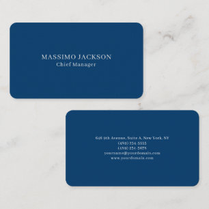 Plain Simple Blue Trendy Minimalist Professional Business Card