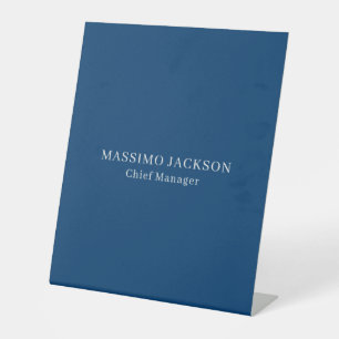Plain Simple Blue Trendy Minimalist Professional Pedestal Sign
