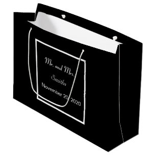 Plain Simple Elegant Black Wedding Large  Large Gift Bag
