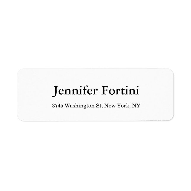 Plain Simple Elegant Black & White Return Address Label (Front)