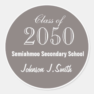 Plain, simple, elegant espresso graduation classic round sticker