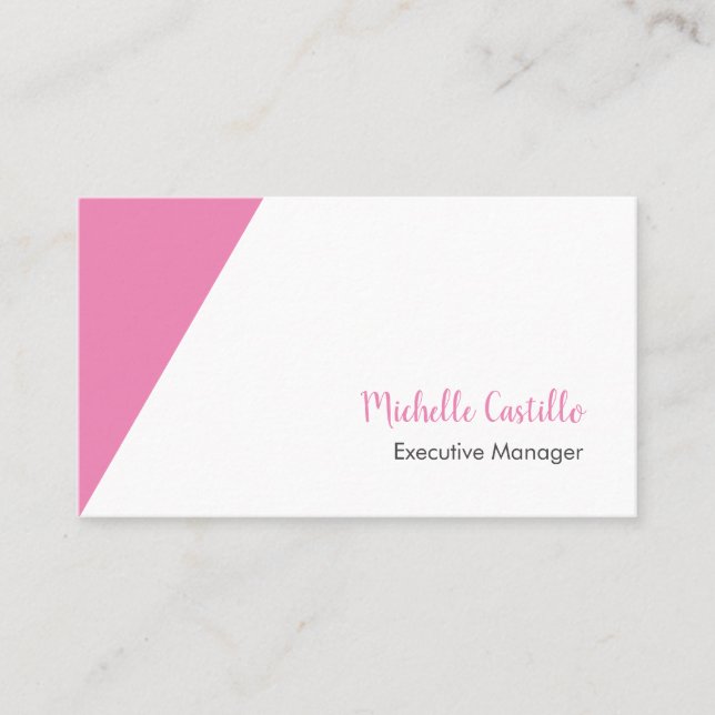 Plain Simple Feminine Minimalist Handwritten Pink Business Card (Front)