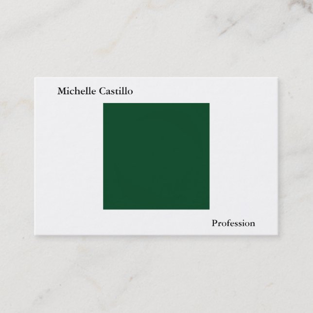 Plain Simple Forest Green White Minimalist Modern Business Card (Front)