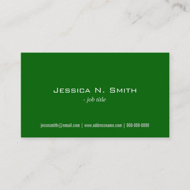 plain, simple,green business cards (Front)