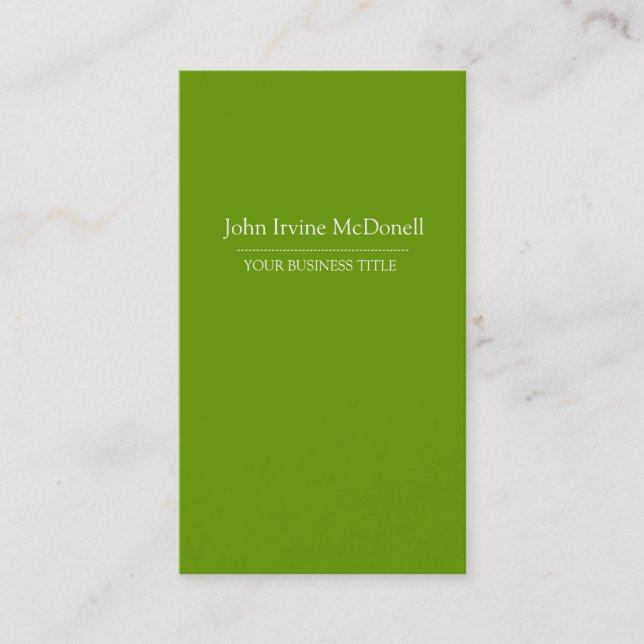 Plain & Simple Green Vertical Business Card (Front)