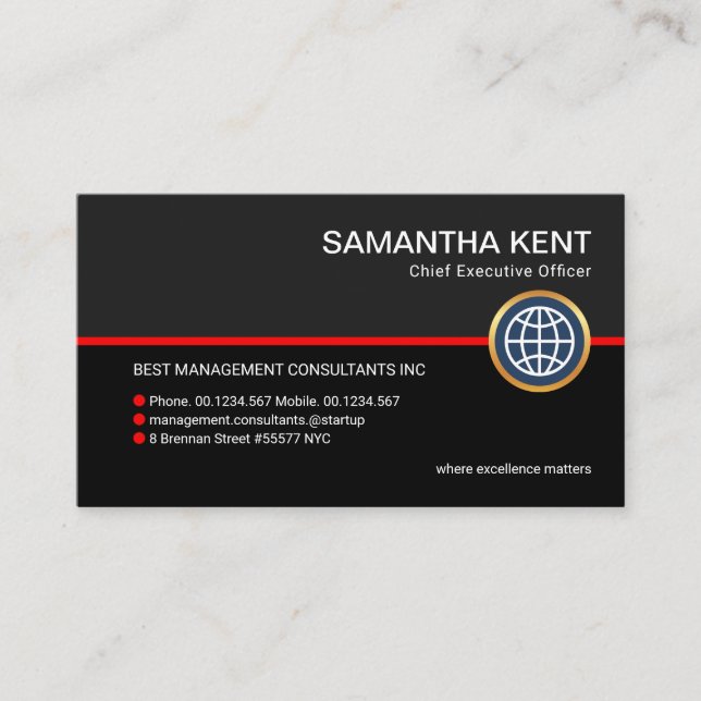 Plain Simple Grey Black Layers Businesswoman CEO Business Card (Front)