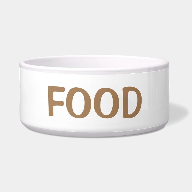 Plain Simple Minimal White & Brown Food Cat Or Dog (Front)