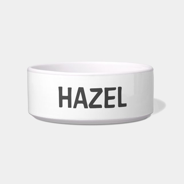 Plain Simple Minimal White & Grey Water Cat Or Dog Bowl (Front)