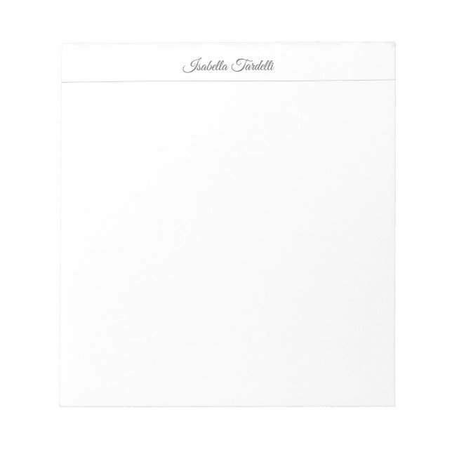 Plain Simple Minimalist Modern Calligraphy Name Notepad (Front)