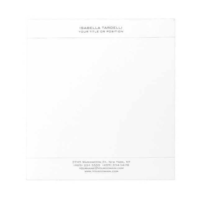 Plain Simple Minimalist Modern Professional Notepad (Front)