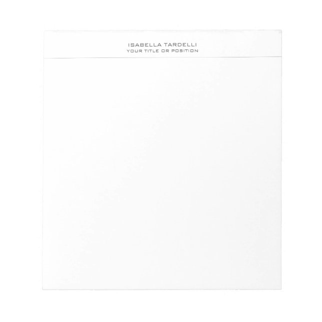 Plain Simple Minimalist Modern Professional Notepad (Front)